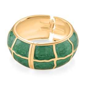 Emaille-Armreif mit Karomuster, ca. 18,5 cm, grün emailliert