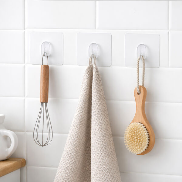 Zauberhaken aus Kunststoff, 3 gro&szlig;, Transparent image number 1