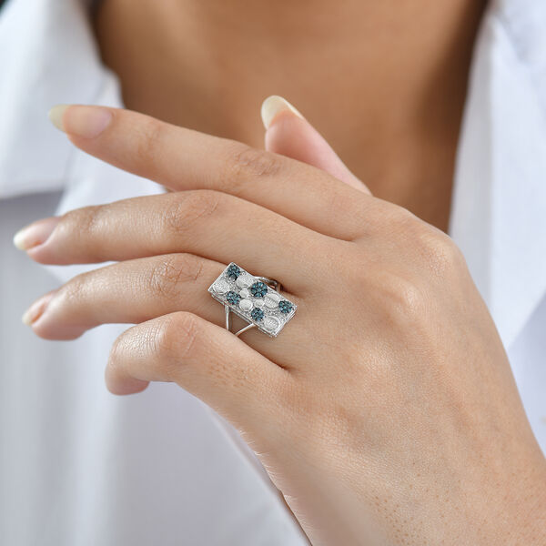 GP Italienische Garten Kollektion - Kanchanaburi Blauer Saphir, Blauer Diamant Ring 925 Silber rhodiniert (Gr&ouml;&szlig;e 20.00) ca. 0.25 ct image number 3