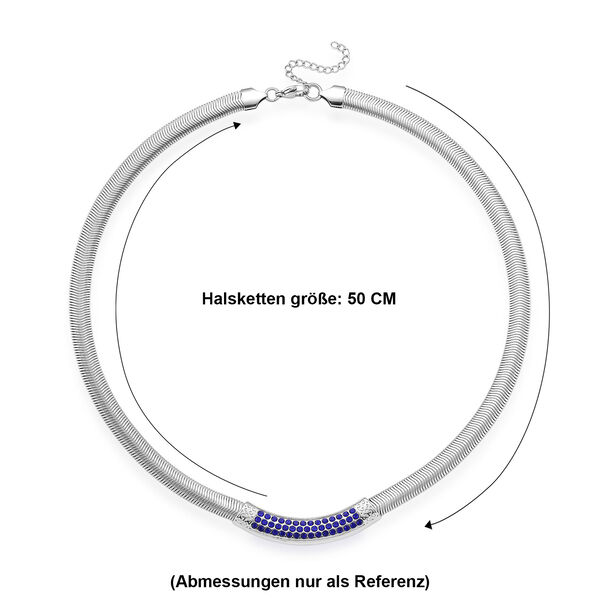 Blaue Kristall 50+5cm Halskette in Silberton image number 6