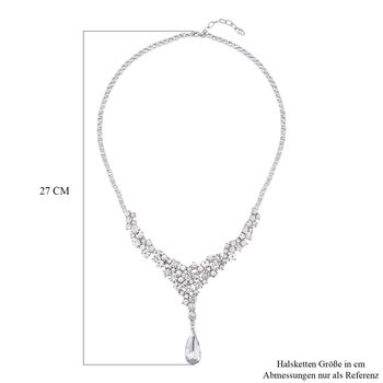 Klassische, charmante wei&szlig;e Kristall-Halskette, 50 cm - 25 ct.