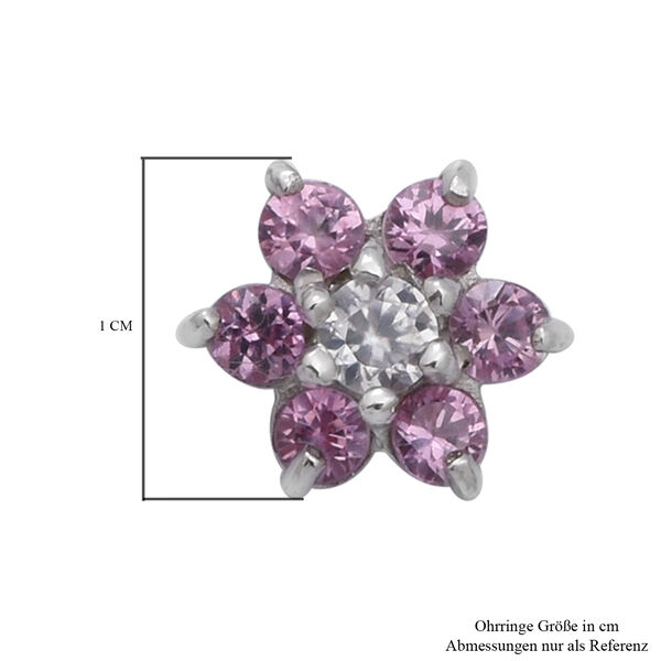 Rosa Saphir und Zirkon Ohrstecker 925 Silber platiniert ca. 0,91 ct image number 4
