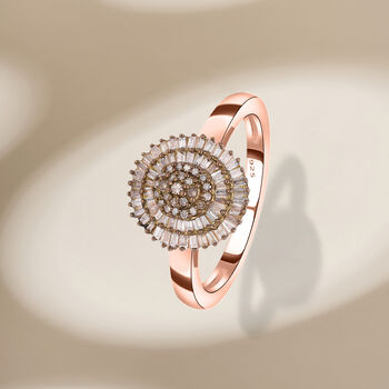 Nat&uuml;rlicher Champagner Diamant Ring 925 Silber Ros&eacute;gold Vermeil, (Gr&ouml;&szlig;e 18.00) ca. 0.50 ct