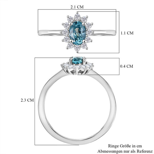 D'Joy Blauer Zirkon, Weißer Zirkon Ring 925 Silber rhodiniert (Größe 19.00) ca. 1,07 ct image number 6