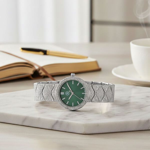 STRADA - Japanisches Uhrwerk, Grün Zifferblatt mit goldplattiertem Alloy Armband, 20 cm image number 1