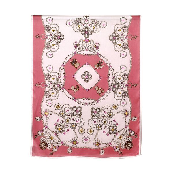 LA MAREY - Seidenschal aus 100% Maulbeerseide, rosa Kettenmuster image number 2