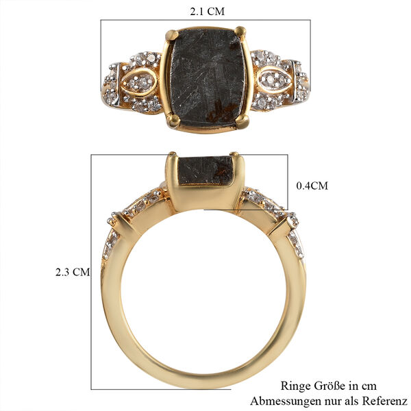 Meteorit und Zirkon Ring 925 Silber vergoldet  ca. 5,71 ct image number 7