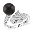D'Joy Shungit, Natürlicher Chromdiopsid Ring 925 Silber rhodiniert (Größe 18.00) ca. 6,96 ct