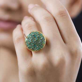 Kagem Sambischer Smaragd Ring, 925 Silber 750 Gelbgold Vermeil (Gr&ouml;&szlig;e 19.00) ca. 2.83 ct