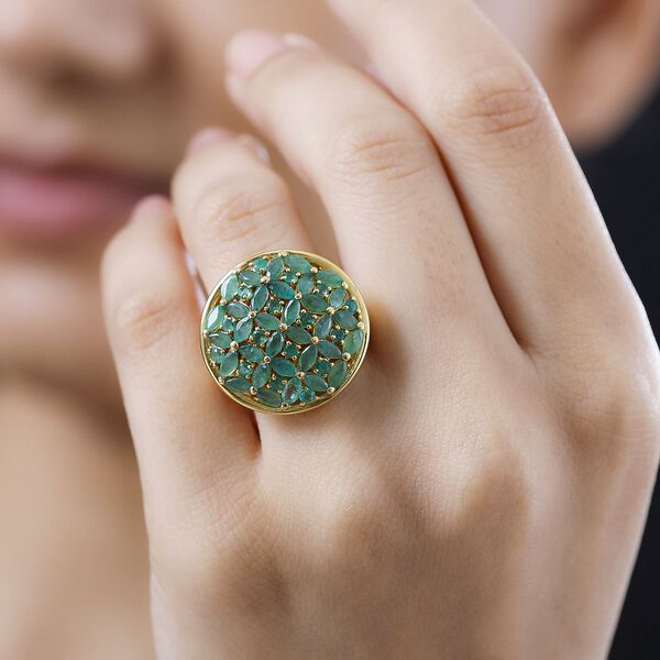 Kagem Sambischer Smaragd Ring, 925 Silber 750 Gelbgold Vermeil (Gr&ouml;&szlig;e 19.00) ca. 2.83 ct image number 3