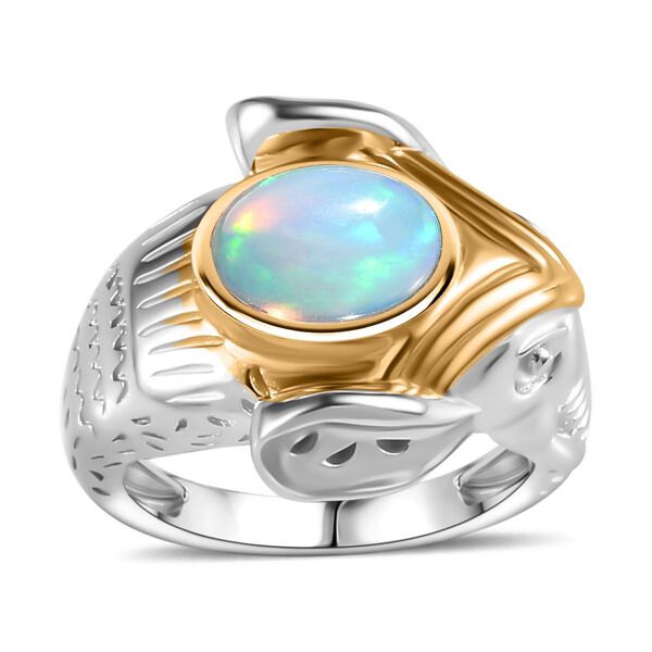 AA Natürlicher, äthiopischer Welo Opal Ring 925 Silber Rhodiniert und 750 Gelbgold Vermeil (Größe 17.00) ca. 1,19 ct image number 5