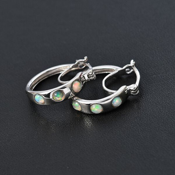 AA natürlicher, äthiopischer Welo Opal Ohrringe, 925 Silber platiniert -  0,49 ct. image number 3