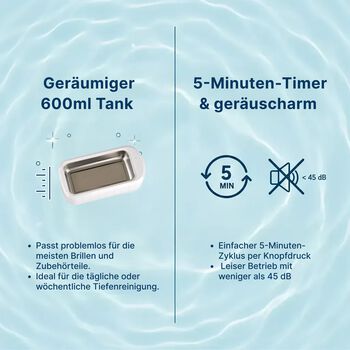 Ultraschallreinigungsger&auml;t f&uuml;r Brillen, 24W, 600ml, 24,5x12,2x7cm, wei&szlig;
