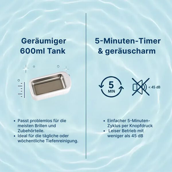 Ultraschallreinigungsger&auml;t f&uuml;r Brillen, 24W, 600ml, 24,5x12,2x7cm, wei&szlig; image number 4