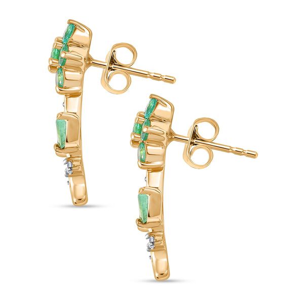 Kagem Sambischer Smaragd Ohrringe 925 Silber 750 Gelbgold Vermeil ca. 1.74 ct image number 4
