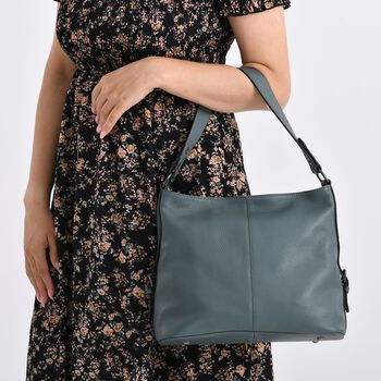 Leder-Crossbody-Tasche mit 3 Tragevarianten, 32x12x25 cm, Blau