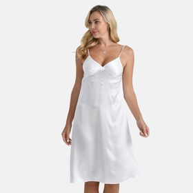 LA MAREY Nachthemd 100% Maulbeerseide, Elfenbeinfarben, M