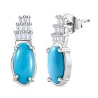 AA Amerikanischer Sleeping Beauty Türkis, Weißer Diamant Ohrringe 925 Silber rhodiniert ca. 1.25 ct