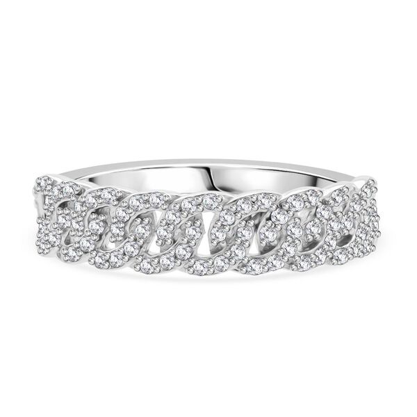 Lustro Stella weißer Zirkonia Ring im Kettenstil image number 0