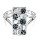 GP - Kanchanaburi Blauer Saphir, Blauer Diamant Ring 925 Silber rhodiniert (Gr&ouml;&szlig;e 17.00) ca. 0,27 ct