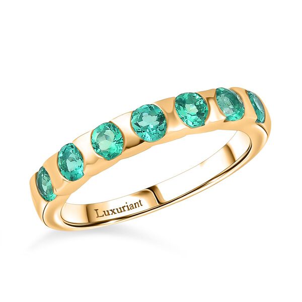 LUXURIANT AAA Labor kolumbianischer Smaragd Ring, 925 Silber 750 Gelbgold Vermeil - 0,83 ct. image number 4