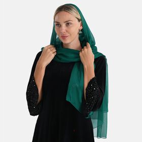 LA MAREY 2er-Set 110x180cm Seidenschal aus 100% Maulbeerseide mit Ohrringen, Dunkelgr&uuml;n