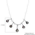 Tahiti-Perlen und Zirkon-Halskette, 45 cm, 925 Silber rhodiniert, 0,54 ct. image number 4