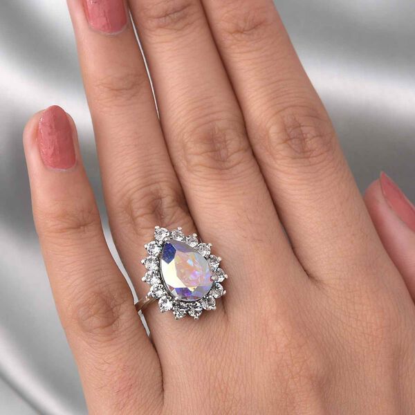 LUSTRO STELLA Österreichischer AB Kristall Ring 925 Silber Platin-Überzug image number 3