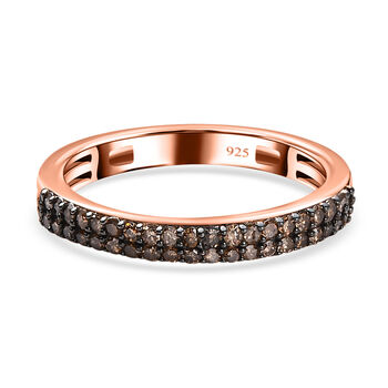 Nat&uuml;rlicher Champagner Diamant Ring, 925 Silber Ros&eacute;gold Vermeil, (Gr&ouml;&szlig;e 16.00), ca. 0.25 ct