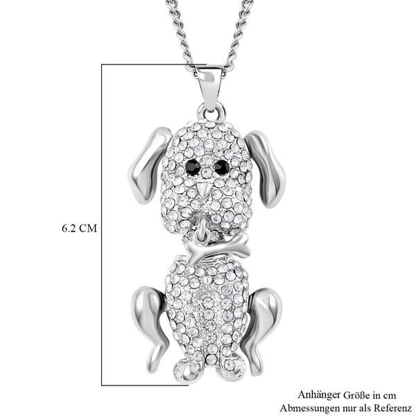 Glitzernder schwarz-weißer Kristall-Anhänger mit beweglichem Hund und Kette image number 6