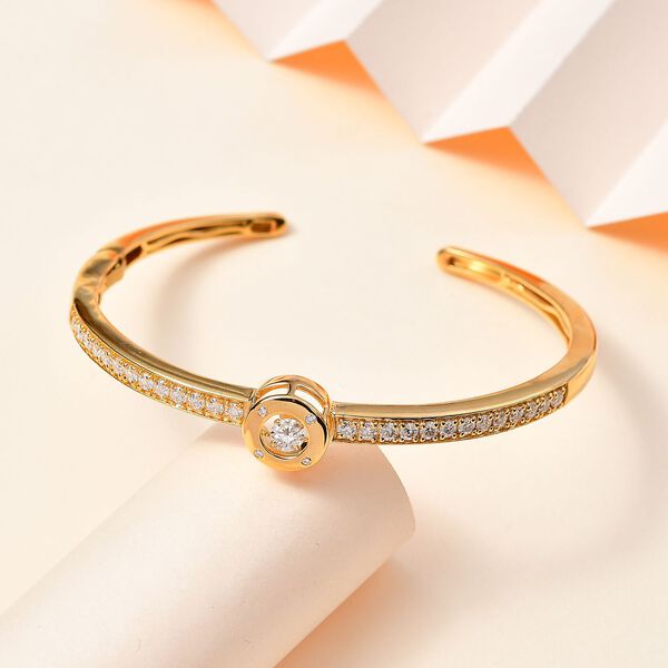 Moissanit Armreif, 925 Silber 750 Gelbgold Vermeil image number 2