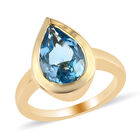 Schweizer Blautopas Solitär Ring 925 Silber vergoldet  ca. 3,50 ct image number 3