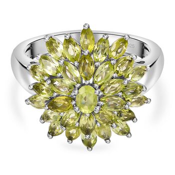 Peridot Ring 925 Silber platiniert (Gr&ouml;&szlig;e 17.00) ca. 3,19 ct