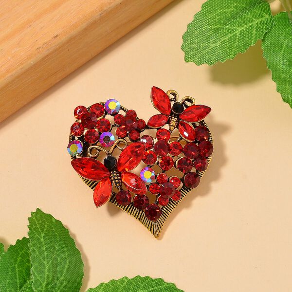 Mehrfarbiger Kristall Brosche Antikes Gold image number 2