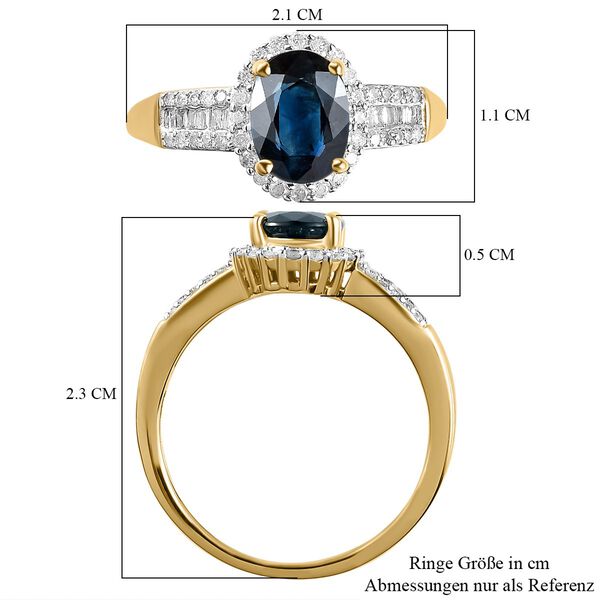 AAA Ozean-gr&uuml;ner Saphir und wei&szlig;er Diamant-Ring - 1,93 ct. image number 7