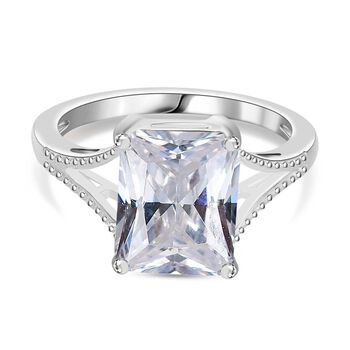 LUSTRO STELLA - Wei&szlig;er Zirkonia Ring 925 Silber (Gr&ouml;&szlig;e 16.00) ca. 5.54 ct