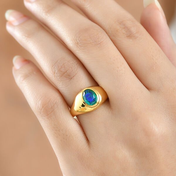 D'Joy Pfau Triplett Quarz Ring, 925 Silber vergoldet - 1,40 ct. image number 2