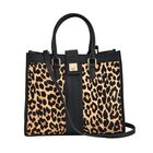LA MAREY - Echtleder Handtasche 33x14x27,5cm, Griff 11cm, Crossbody 120cm, schwarz mit Leopardmuster
