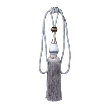 2er-Set Vorhang Raffhalter Quasten, L&auml;nge 46 cm, Silber