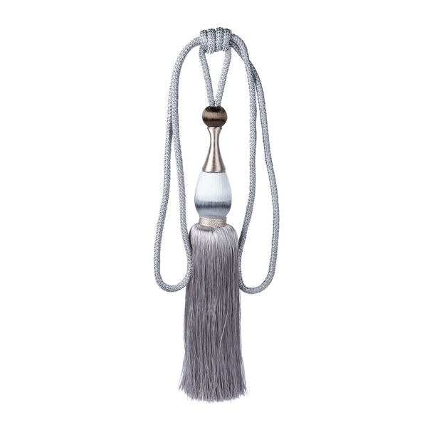 2er-Set Vorhang Raffhalter Quasten, L&auml;nge 46 cm, Silber