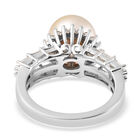 Goldener Südsee Perle und Zirkon-Ring in Silber image number 4