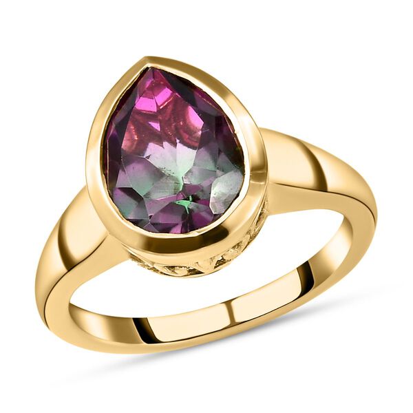 Wassermelonen-Quarz-Triplett-Ring und Anh&auml;nger, 925 Silber vergoldet ca. 7,11 ct image number 4