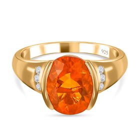 Brasilianischer Feueropal und Zirkon-Ring - 2,50 ct.