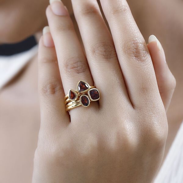 Mosambik Granat mehrreihiger Ring, 925 Silber Gelbgold Vermeil ca. 2.79 ct image number 3