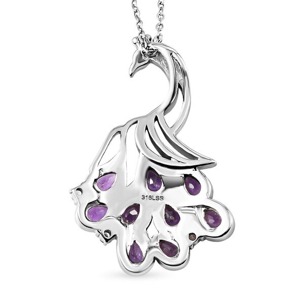 Afrikanischer Amethyst, weißer Zirkon Anhänger mit Kette, Edelstahl, ca. 4.23 ct image number 5