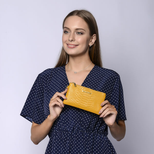 SENCILLEZ - 100% Leder Clutch, Gelb image number 6