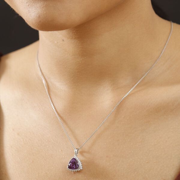 LUXURIANT DIAMOND- zertifiziert und geprüft AAA Labor Lila Saphir und Labor Diamant Anhänger in 417 Weißgold - 3,87 ct. image number 2