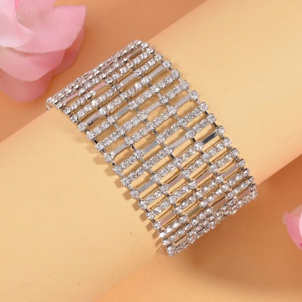 Wei&szlig;er Kristall Armband, ca. 18 cm, silberfarben image number 1