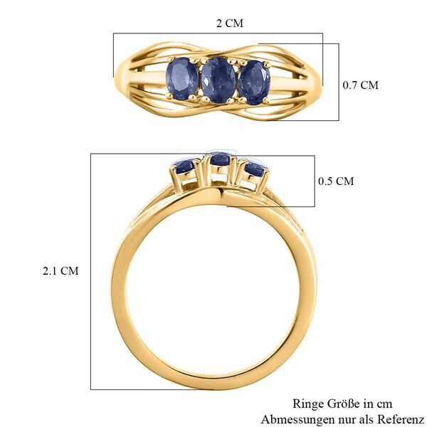 Masoala Saphir (Fissure gefüllt)-Ring, 925 Silber vergoldet (Größe 17.00) ca. 0.82 ct image number 7