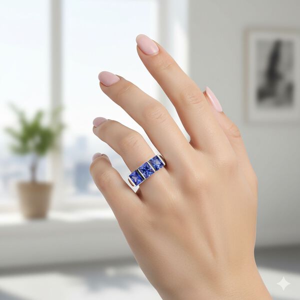 Lustro Stella blauer Zirkonia Trilogie Ring image number 2